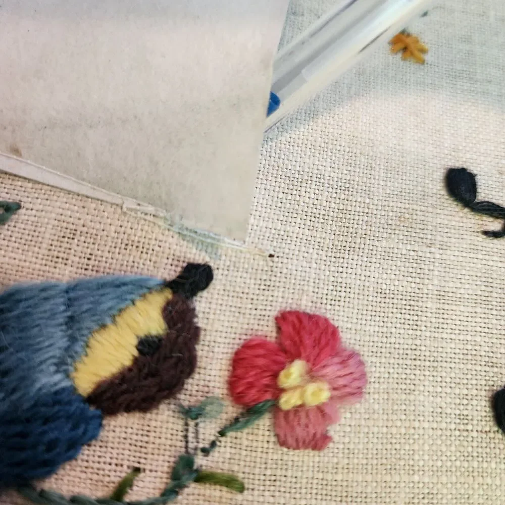 Vintage‎ Handmade Notes To Remember Floral Birds Needlepoint Wall Hanging